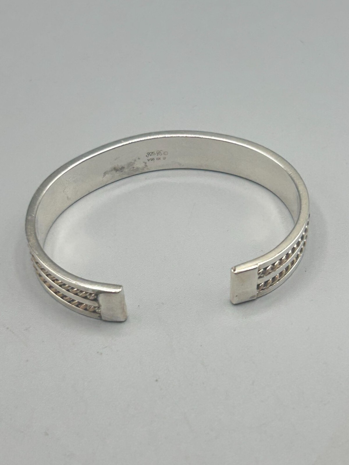 Solid STERLING SILVER Cuff Bracelet 925 OPS Signe… - image 4