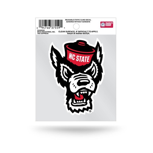 North Carolina State Wolfpack "Wolf" Logo Static Cling Sticker NEW Window