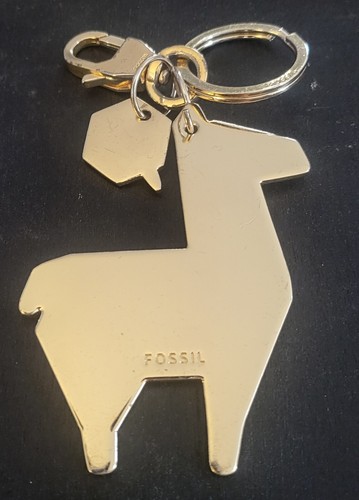 Fossil Handbag Purse Charm Keyring Llama Yes Tags Gold Tone Geometric 3" - Picture 4 of 6
