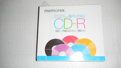 Memorex-CD-RW 5 Pack High Speed 12x 700 Mb 80 Min New Sealed Slim Cases