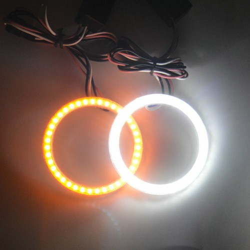 72MM LED Halo Rings SMD White Amber Dual Color LED Angel Eyes DRL Turning Signal - Picture 11 of 12