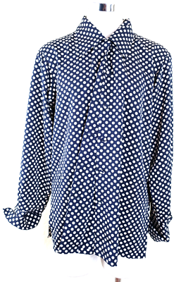 Vintage YSL Saint LAURENT Black Polka Dots Long Sleeve Silk Top