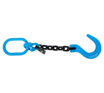 5/8  x 2' Single Leg Chain Sling 22,000 Lbs WLL, Oblong Link-to-Sling Hook Ends
