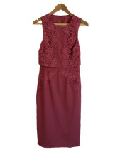 Little Mistress London Lace Applique Coral Rose Midi Dress UK 10 New With Tags