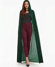 Unisex Halloween Hooded Cape Witch Vampire Cloak Cosplay Costume 59" Velvet cloa