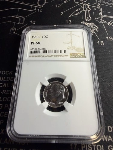 1955 Roosevelt Dime NGC PF68 Proof 90% Silver Coin