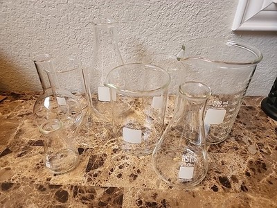 Lot Lab Glass Beakers Pyrex Hsti Karter 500 Ml 1000ml 250ml Flask Funnel
