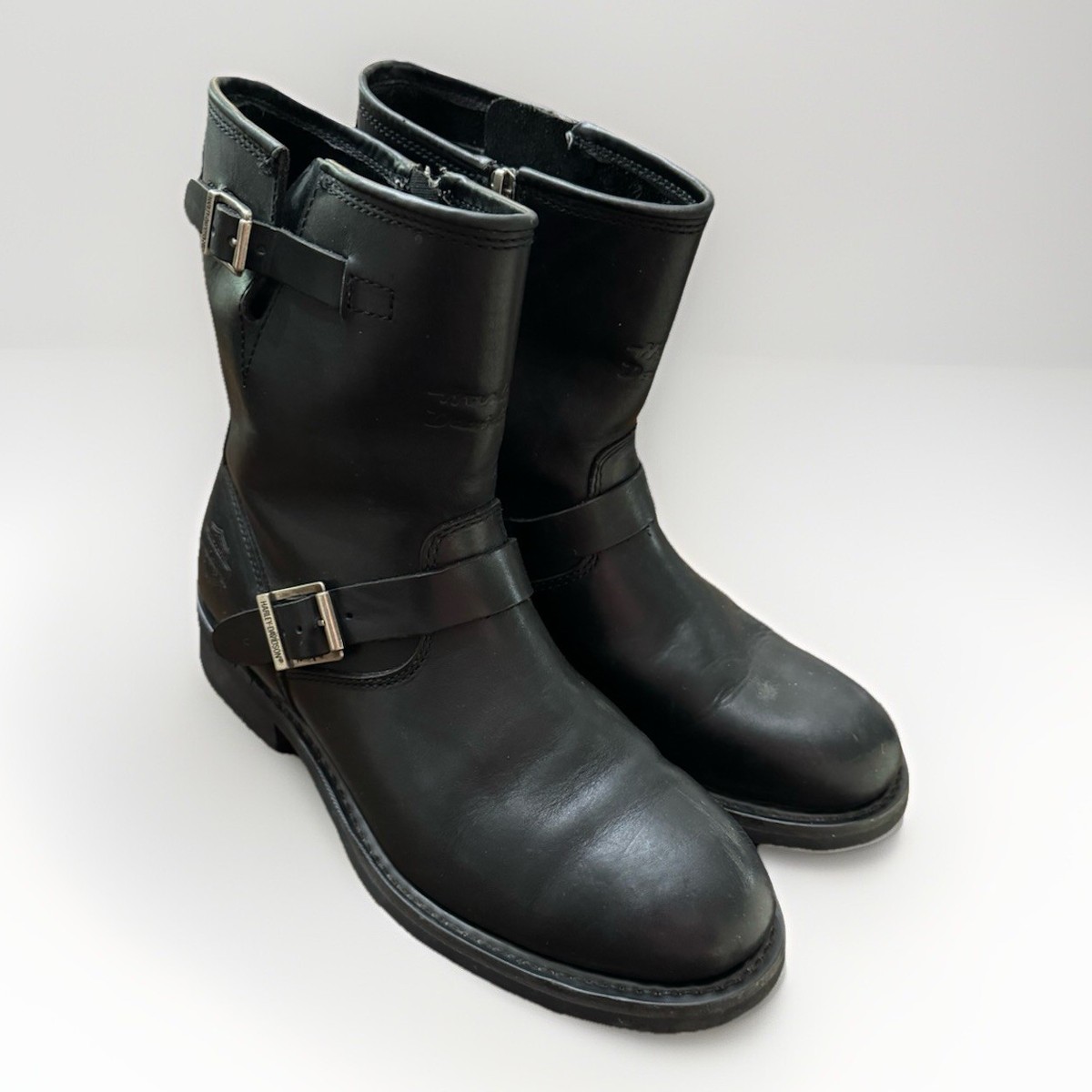 レザー ジッパー付き エンジニアブーツ 黒Harley-Davidson 本革 CHRISTMAS 2024 LIMITED EDITION / WABASH ENGINEER BOOTS