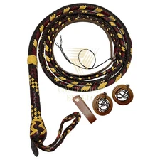 Hand Braided Cowhide Leather Bullwhip 04ft to 16ft Indiana Jones Style Cosplay