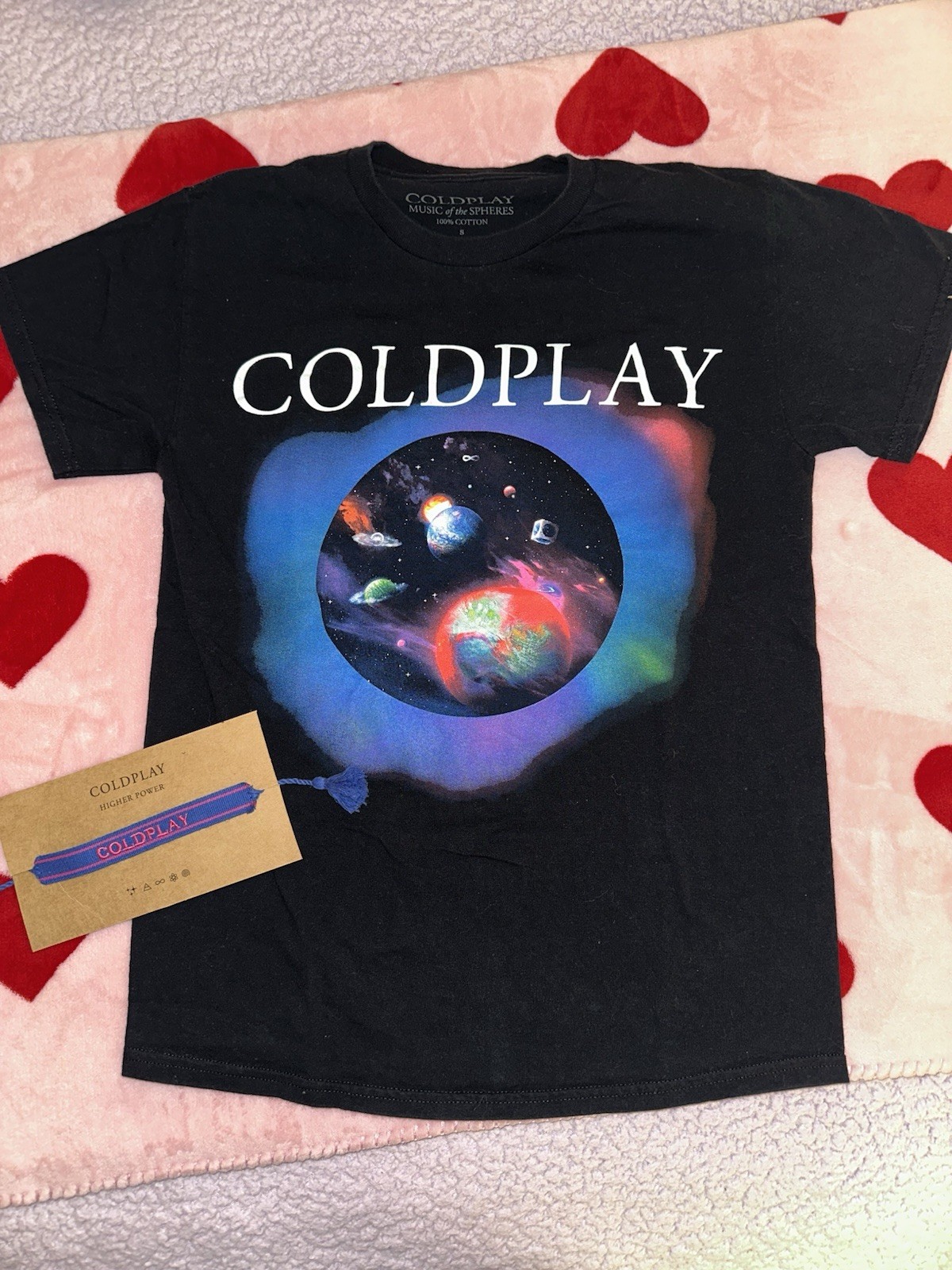 MUSIC OF THE SPHERES PLANET HOODIE, TSHIRT SIZE SMALL WITH FREE BRACELET /BUNDLE