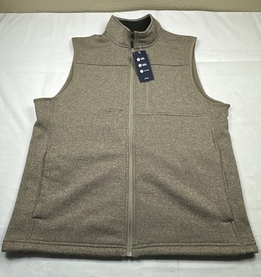 IZOD Mens Advantage Performance Full Zip Fleece Vest Khaki Sz- M NWT #5218