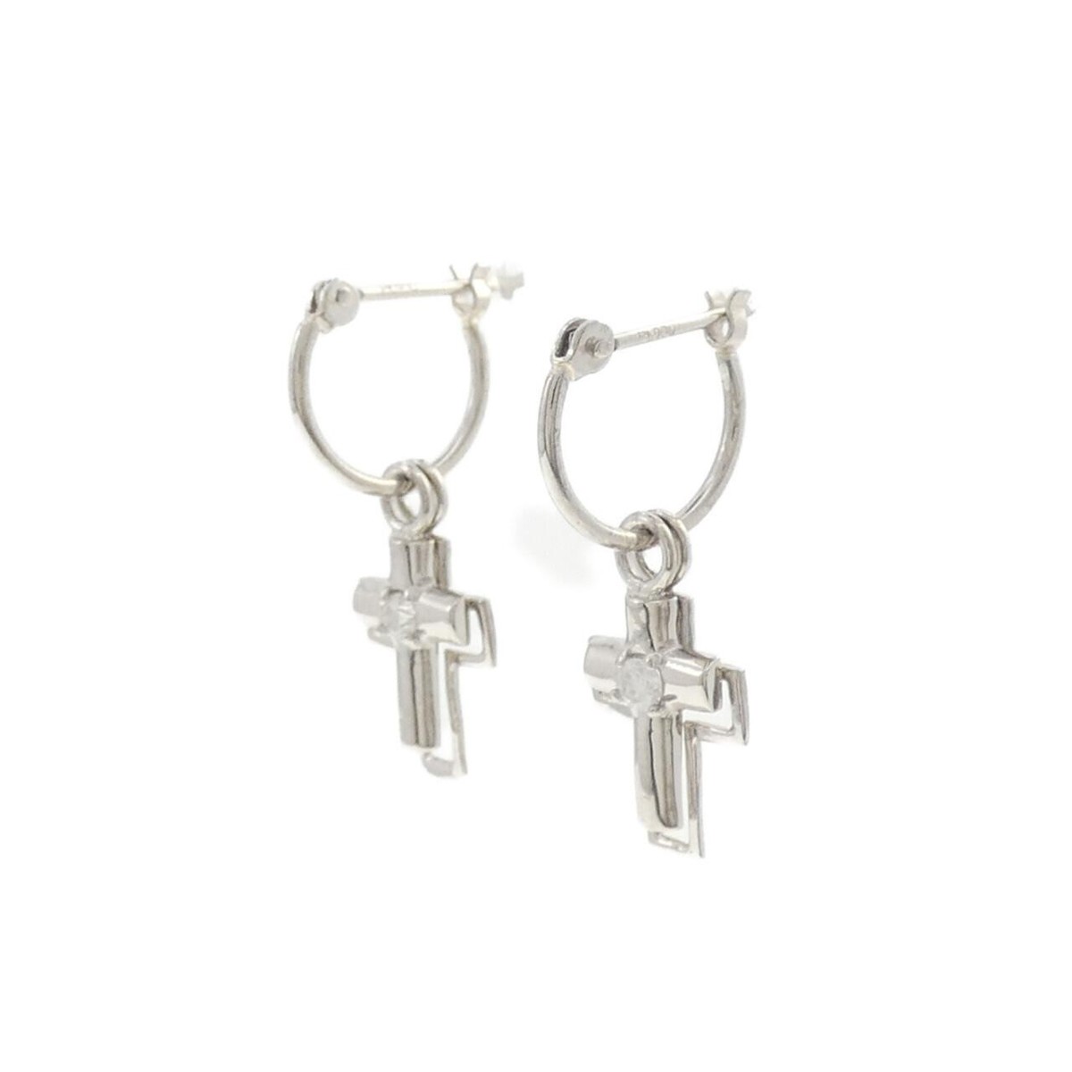 Authentic PT900 2WAY Cross Diamond Earrings 0.06CT #260-007