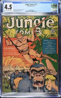 JUNGLE COMICS #14 CGC 4.5 OW/W Pages, Egregious Gorilla Snatches Babe, 1942 FH