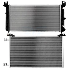 Aluminum Radiator&AC Condenser Cooling Kit For 04-12 Chevy Tahoe 04-09 GMC Yukon