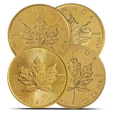 1 oz Gold Maple Leaf Coin (Random Year, Abrasions, Scruffy) 4543.44 per troy oz