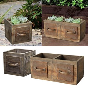 Wood Planter Box Rectangular with Handle Stable Versatile Convenient Handmade