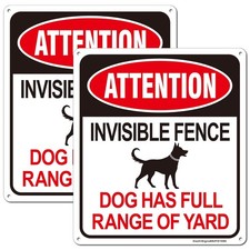 Attention Invisible Fence Dogs Sign - Dog Has Full Range of Yard,2Pack Beware