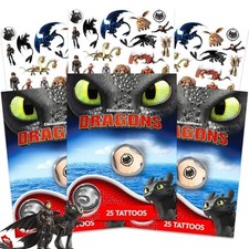 75 Pcs How to Train Your Dragon Temporary Tattoos for Kids Bundle