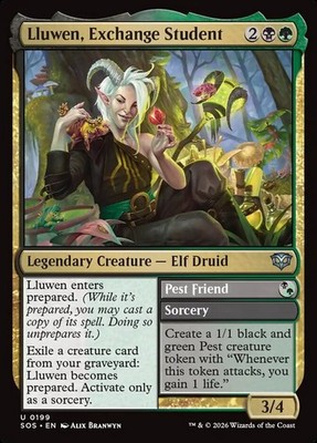 Lluwen, Exchange Student // Pest Friend (199) Secrets of Strixhaven SOS MTG