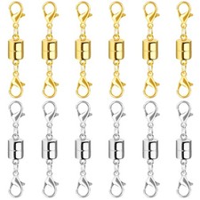 12 Pieces Magnetic Necklace Clasps, 14K Gold Silver Extenders for Jewelry 1.65