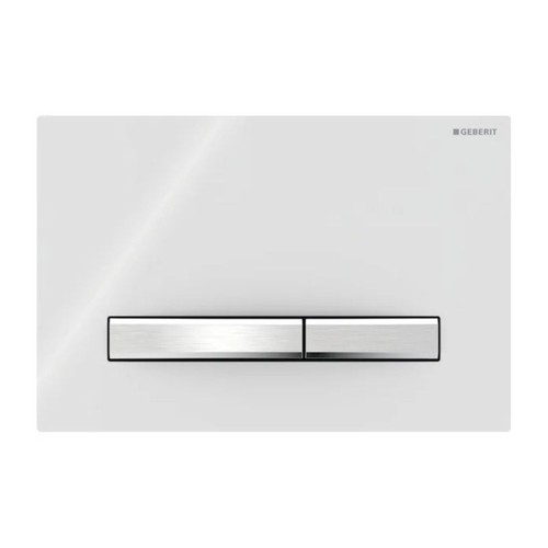 Placa Geberit Sigma50 Cuadrado Blanco / Cromado Doble Botón 115.788.11.2 Blanco