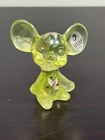 Fenton Hand Painted "Lily Trails" Topaz Opalescent Glass Mouse Figurine, Signed