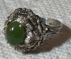 UNIQUE Vintage  BRUTALIST  Green  JADE ??Sterling Ring — photo 5