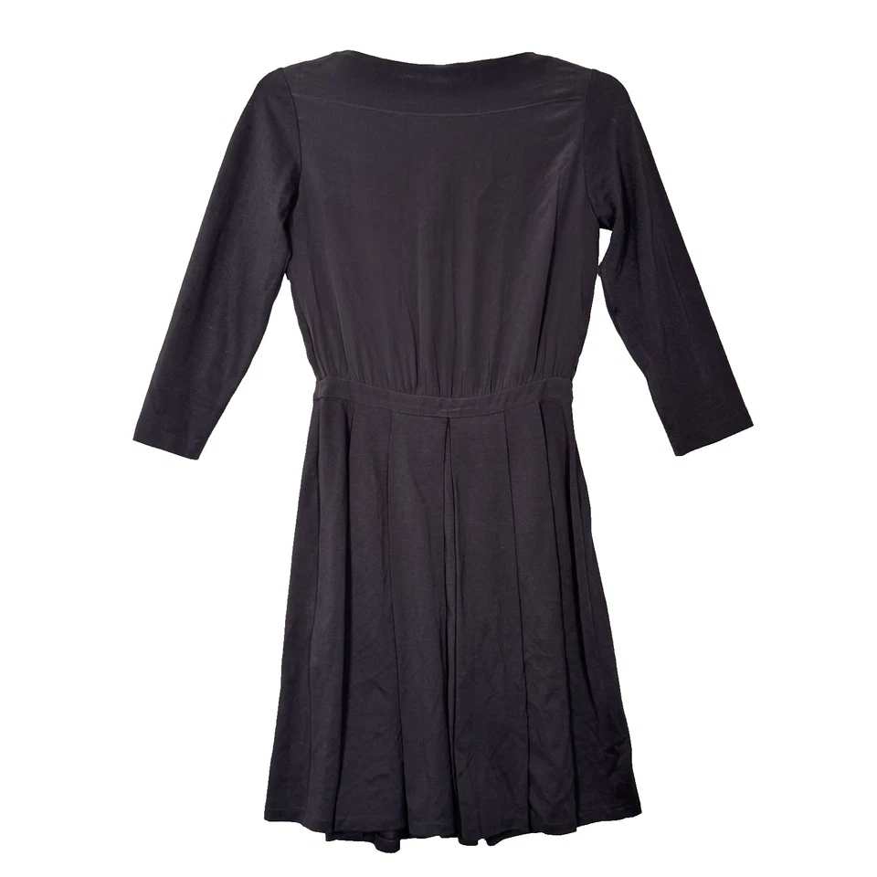 Vestido Lacoste para mujer manga 3/4 botones seda algodón bolsillos pliegues negro 36 Foto 2 de 4