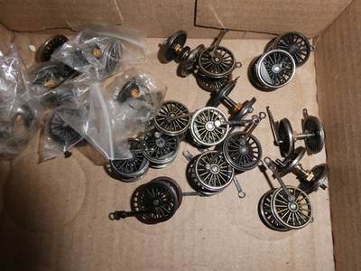 #ad Lot of MTH HO Scale Sets of Steam Locomotive Wheels Axels Parts $75.00