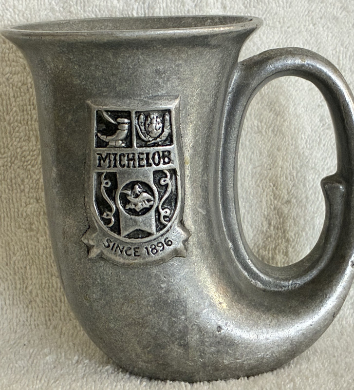 Vtg. Wilton Armetale "Michelob Since 1896" Pewter Horn-Shaped Tankard 5 X 3 1/2