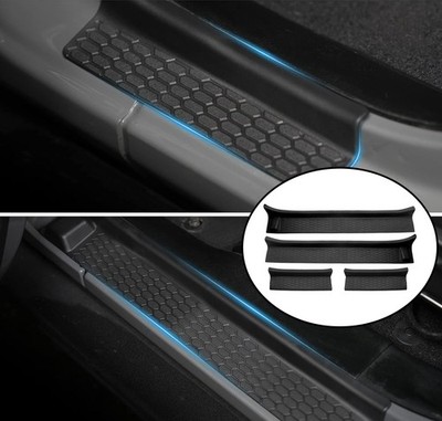For 2018-2025 Jeep Wrangler JL Rubber Door Sill Guards Entry Scuff Plate Cover