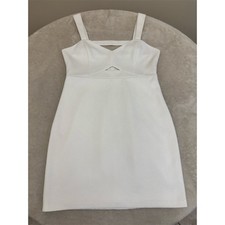 GUESS Dress Womens Size 14 White Textured Bodycon Sheath Sweetheart Knee