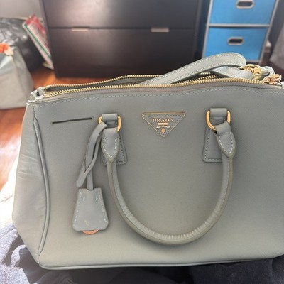 PRADA Saffiano Galleria Small Double Zig Tote Astral Blue