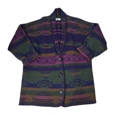Woolrich Womens Native Aztec Button Shawl Parka Coat Jacket Size Medium USA