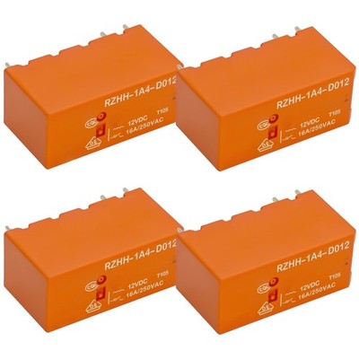 4Pcs RZHH-1A4-D012 12VDC 16A 250VAC 6-Pins Power PCB Relay - High Precision...