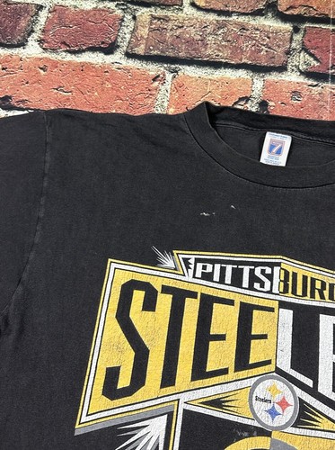 Vintage Pittsburgh Steelers Graphic T Shirt Men’s XL Logo 7 Faded Black NFL 90s - Picture 6 of 11