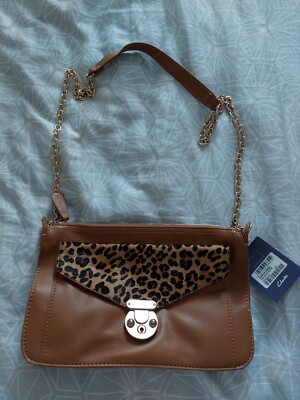 Clarks Tan Brown Animal Print Leather Handbag UK