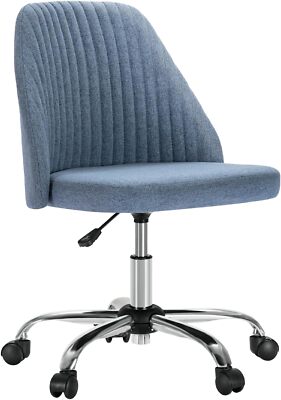 Modern Armless Vanity Office Chair with Wheels Swivel Design