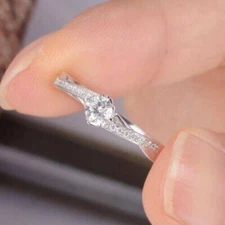 Women's VVS Lab Created Diamond Solitaire With Accent Engagement Ring 925 Silver