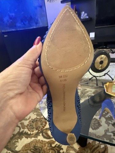 French Connection Ellis Navy Suede Studded Pointed Toe Pump - Picture 12 of 13
