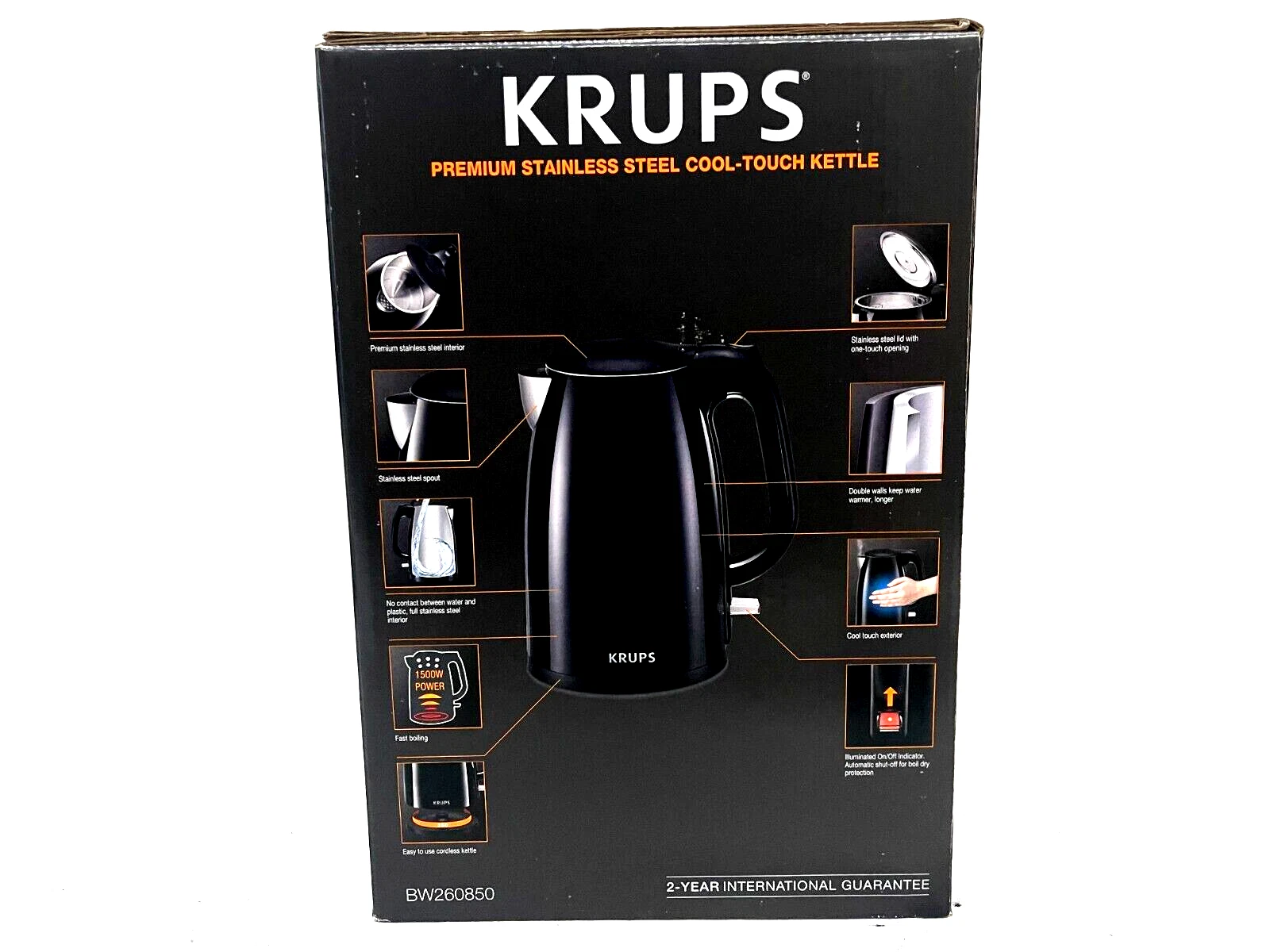 KRUPS 퀵리 보일 워터 1500W 쿨터치 블랙 주전자 BW260850 새상품