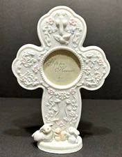 Russ Berrie & Co Ceramic Gifts From Heaven Cross Photo Picture Frame Stand Vtg