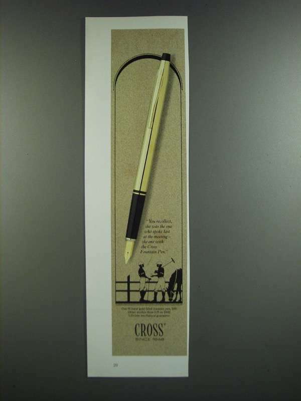 1986 Cross Fountain Pen Ad - You Recollect