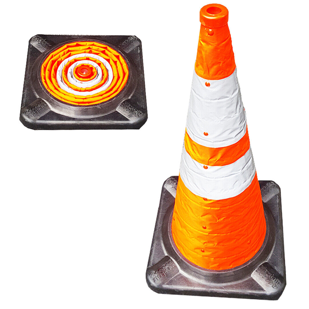 Light up LED Traffic Cone First Responder Heavy Duty Base 28" Collapsible + Case
