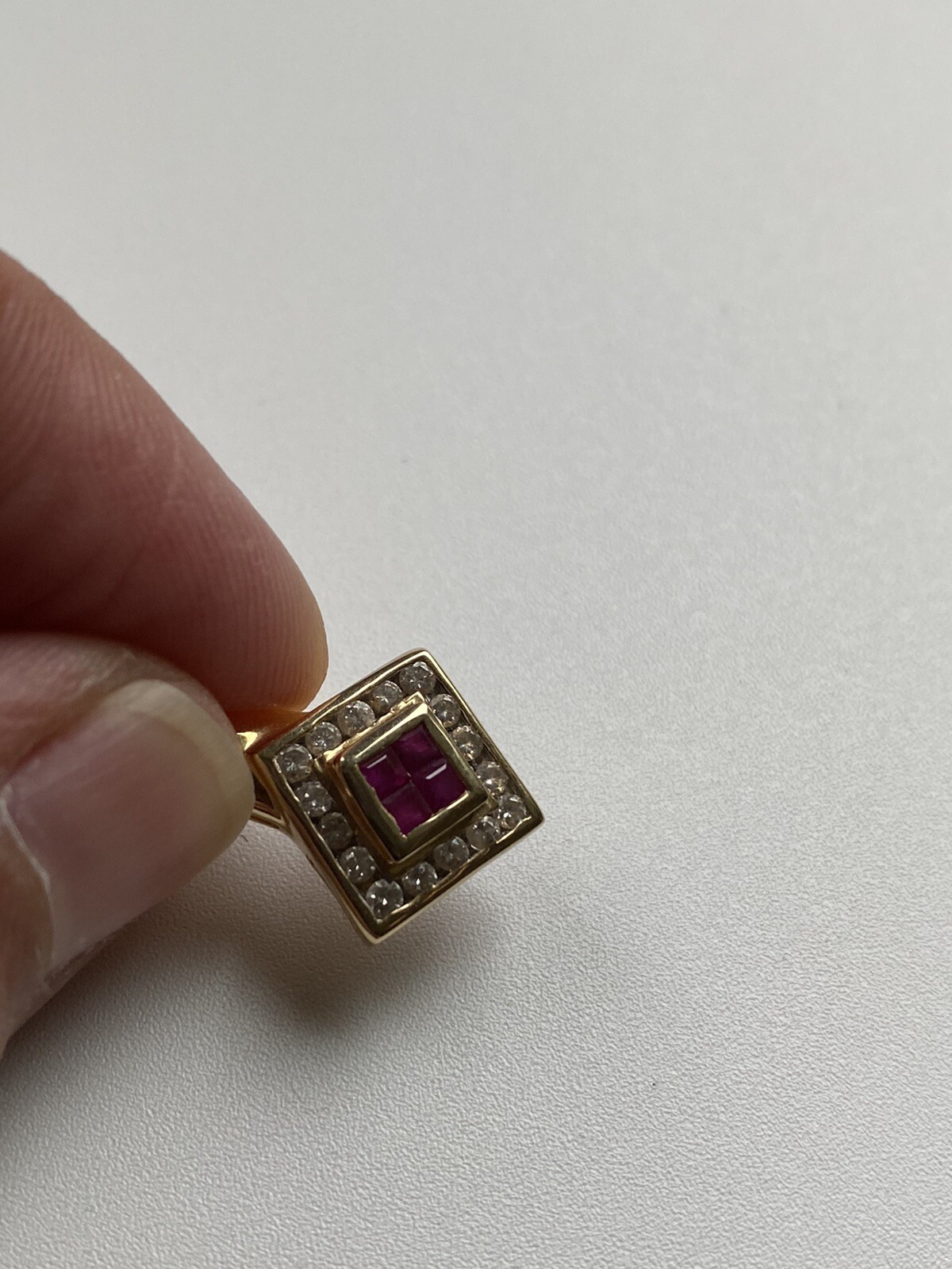 14k gold diamond And ruby pendant eBay