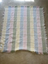 Soft Cotton Vintage Baby Blanket Plaid Checker Pastel Squares Mount Vernon Mills