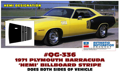 GE-QG-~~~  1971 PLYMOUTH BARRACUDA BILLBOARD SIDE STRIPE - 5 CHOICES