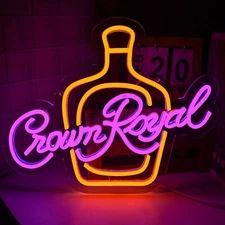 Crown Royal Neon Light Sign Dimmable Beer Lamp Whiskey Bar Display Gift