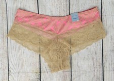 Womens Lace Hipster Brief Panty Underwear Panties Tan/Pink Small S Jaclyn Smith