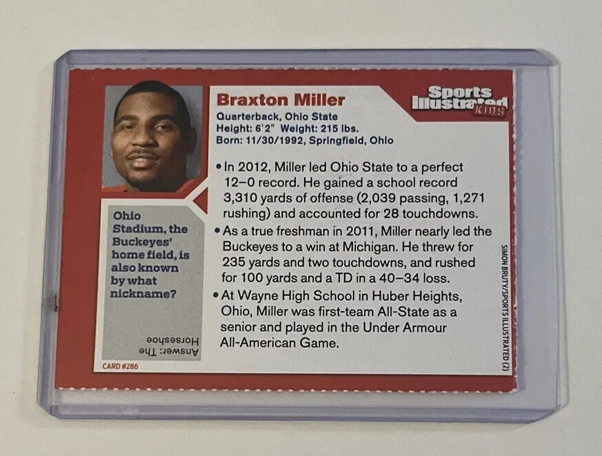 BRAXTON MILLER Rookie 2013 Sports Illustrated for Kids Si football Ohio State Rc - Image 2 of 2